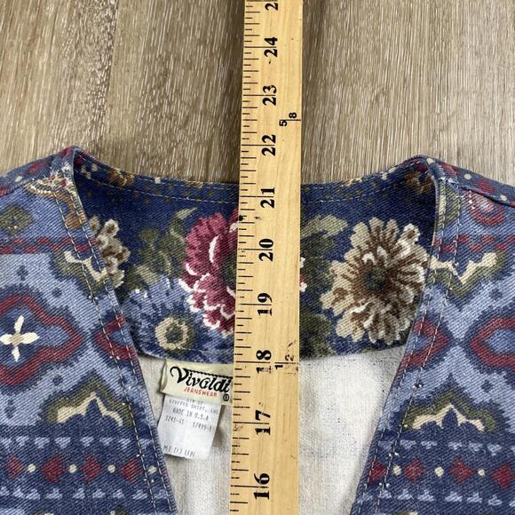 Vintage 70's Vivaldi Jeanswear Floral Paisley Denim Vest Women's M USA Made - Picture 8 of 14
